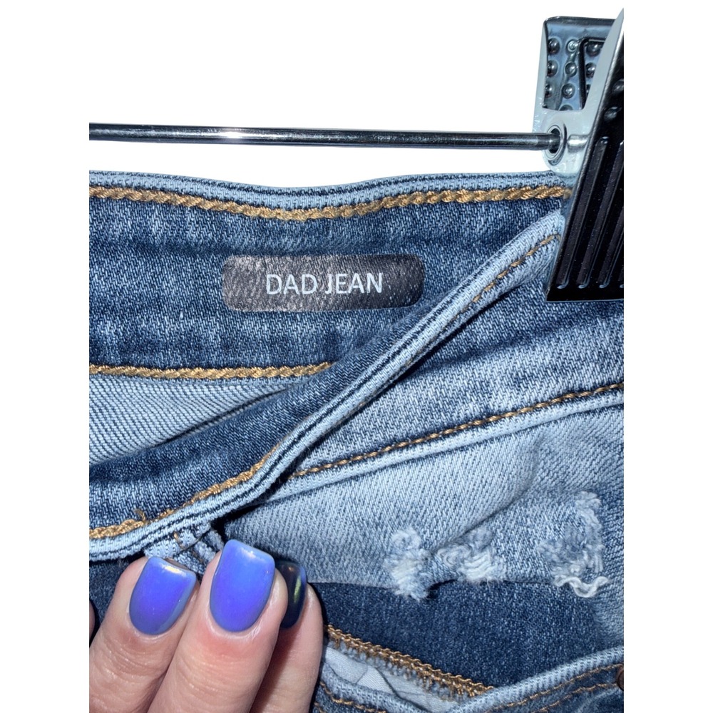 Judy Blue High Rise Dad Jean Medium Wash Distressed Raw Hem Size 9/29 Womens - Picture 4 of 12